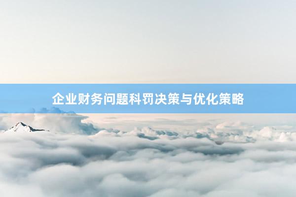 企业财务问题科罚决策与优化策略